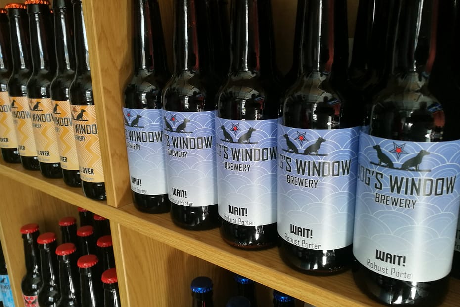 porter bottles on shelf